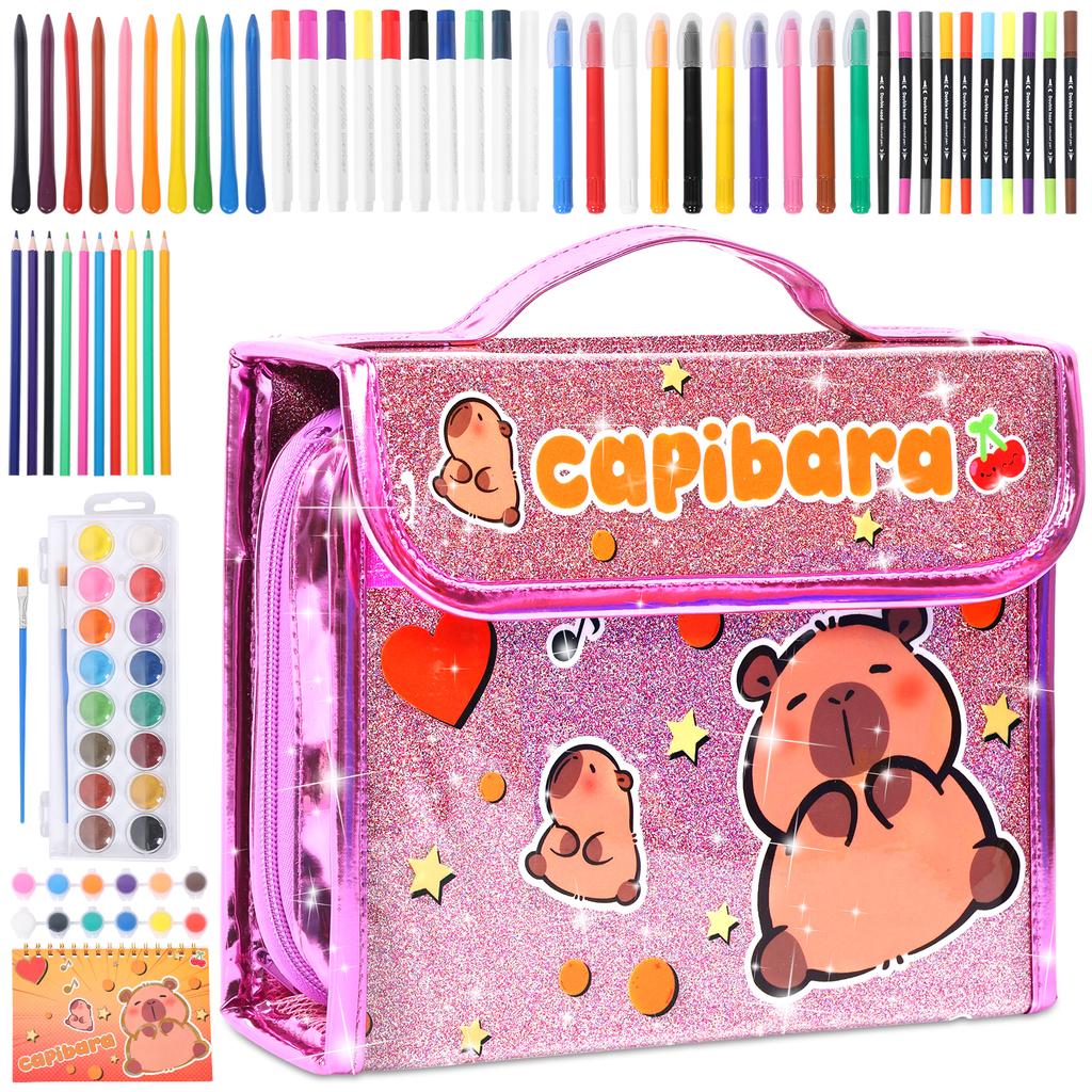 123Pcs Washable Markers Set Creative Watercolor Drawing Kit Cartoon Stationery Case with Marker Acrylic Pen Crayon Kids Gifts