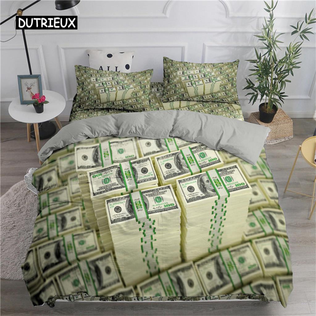 Dollar Money Duvet Cover Microfiber Dollar Bills Of United States Federal Reserve With The Portrait Of Ben Franklin Room Decor