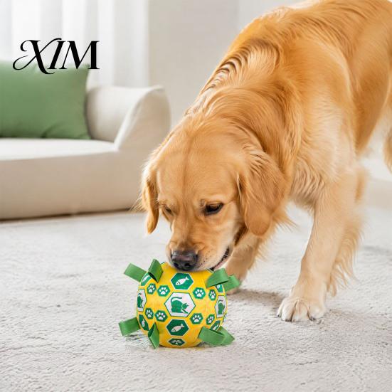 Soft Training Balls for Dogs Stuffed Football Dog Toy with Bell, Plush Ball Chew Toy, Lightweight Throwing Toys Pet Interactive Fetch Small To Medium