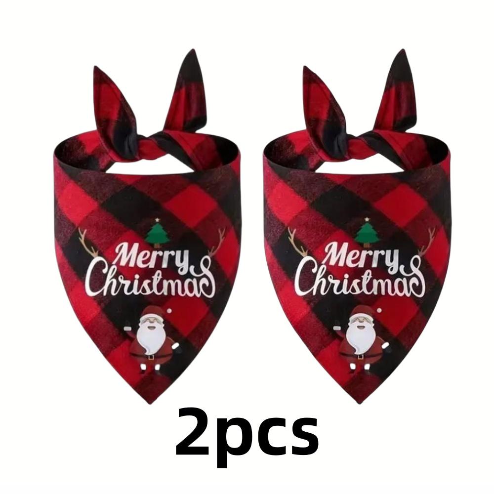 1/2pc Christmas Pet Triangle Scarf Dog Bandanas Saliva Towel For Holiday Party Decor Adjustab Scarf For Small & Large Sized Dogs