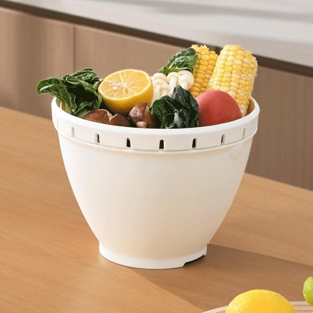 Double Layered Vegetable Storage Basket Plastic Kitchen Colander Strainer  Salad Preparation