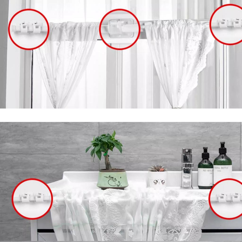 4pcs Nail-Free Adjustable Curtain Rod Holder Clamp Curtain Rod Brackets