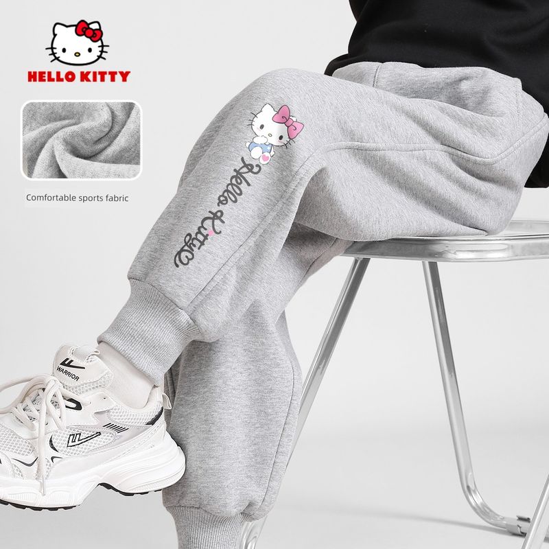 Hellokitty Girls Sweatpants Spring 2025 New Style Spring and Autumn Children s Clothing Stylish Girls Sweatpants Children s Pants Tiyouqingk_Lower Right Gray 110