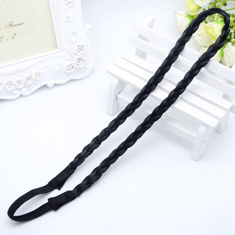 

Повязка для волос, женская популярная бандо, плетеная коса из синтетических волос, модная плетеная эластичная очаровательная повязка на голову 8mm черный бин