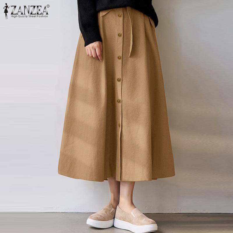 

ZANZEA Женские летние однотонные свободные повседневные юбки