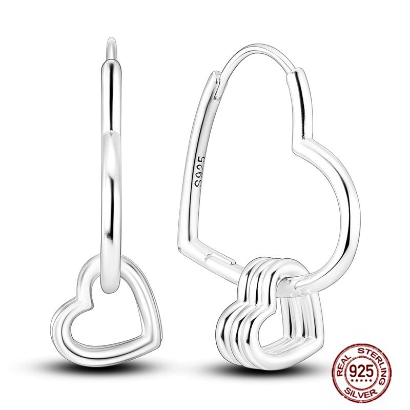 Hoop Earrings for Women Sparkling Pave CZ Heart-shaped Series Round Love Fit Original Wedding Drop Earring Jewelry