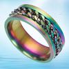 Chain Rotatable Chain Glittering Jewelry Gift Men Finger Ring for Club