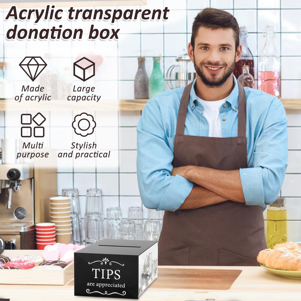 Donation Box Acrylic Ballot Box Raffle Box with Lock Safe Reliable Voting Box Portable Suggestion Box Ballot Box for Voting New