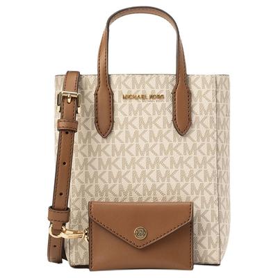 Vincent Logo-Print Magnetverschluss Beschichtetes Canvas Schulter Crossbody Mini-Tasche Damen Handtaschen Vanille-Weiß 35F4G2VC0B-VANILLA