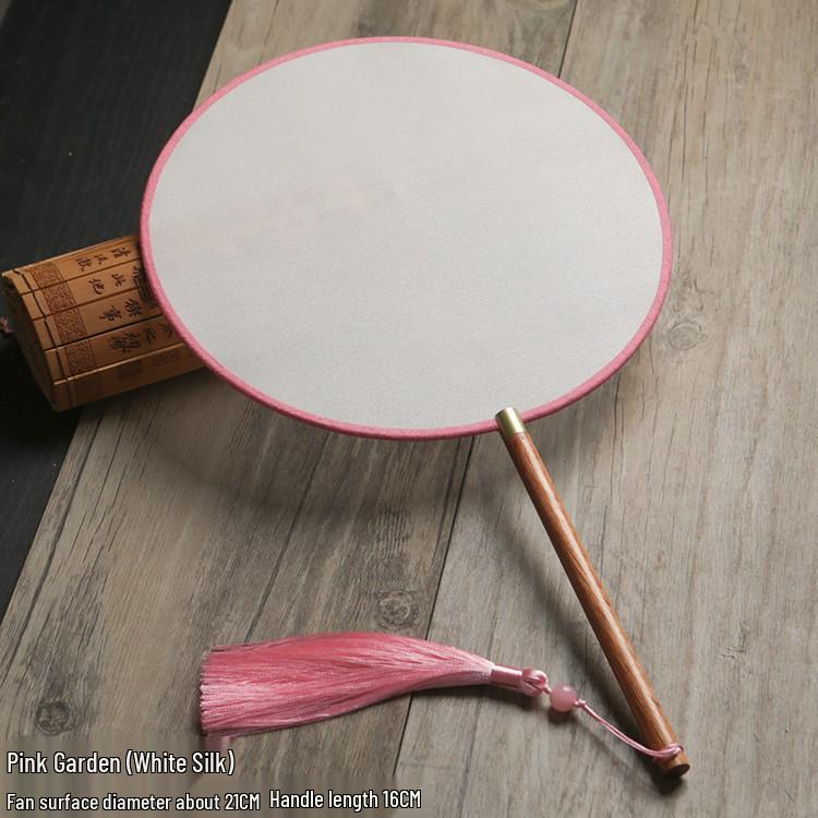 Vintage Silk Hand-Painted Gongbi Fan - Classic Chinese Round Palace Design