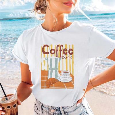 Cute Top T-Shirt Short Sleeved Regular Women's Fashion Pattern Print Fun Summer O-Neck Casual Versatile Travel Vacation T-Shirt