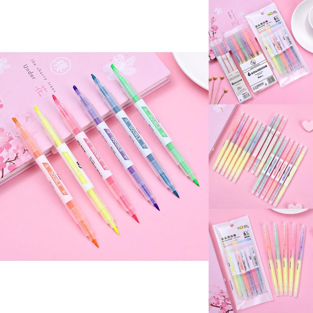 Creative Double-ended Highlighter Pack For Students And Office Use Vibrant Colors
