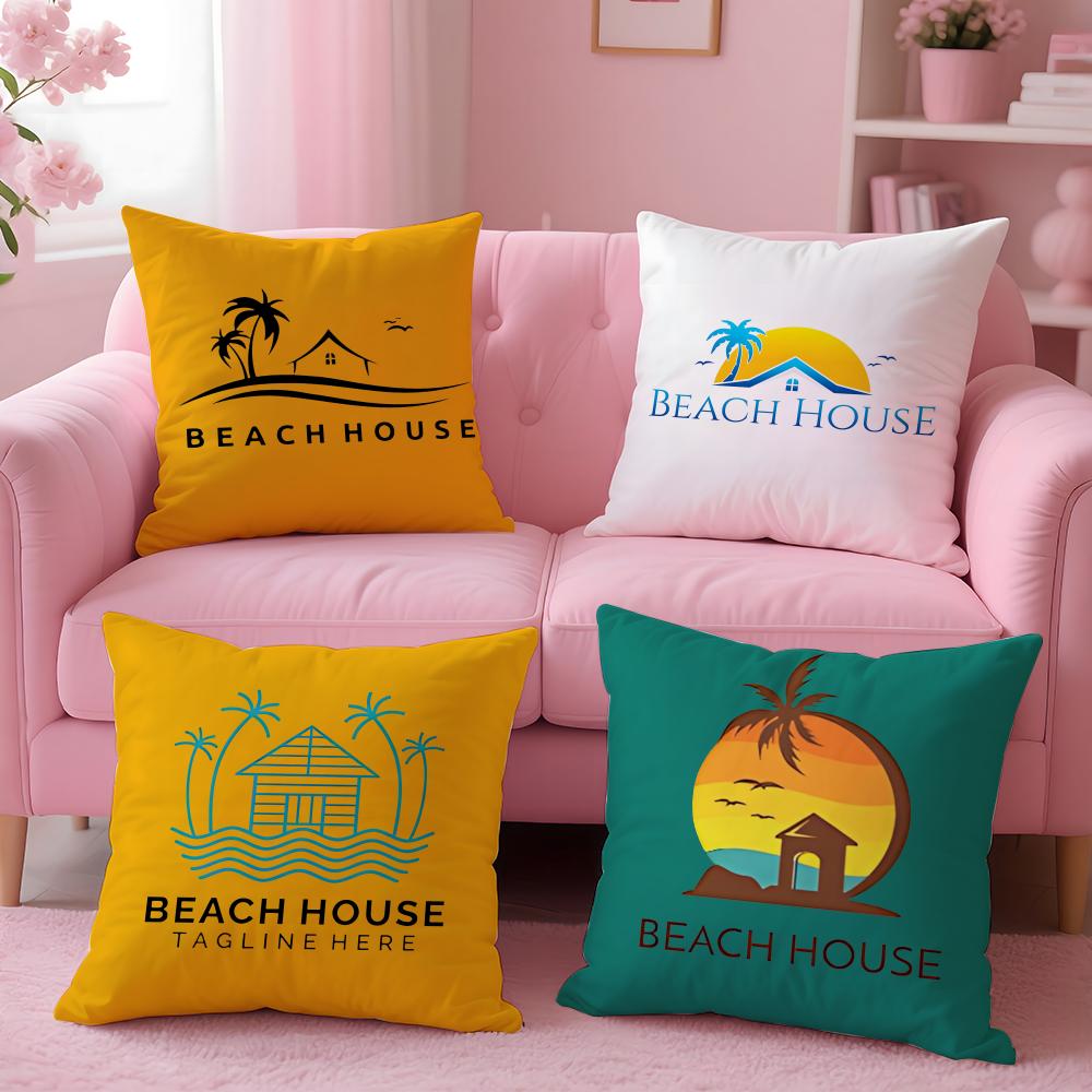 Indie Beach House Cushion Cover Cushion Cover Set 4Pcs 50X50 45X45 40X40 Pillowcase Decorative Sofa Home Decor