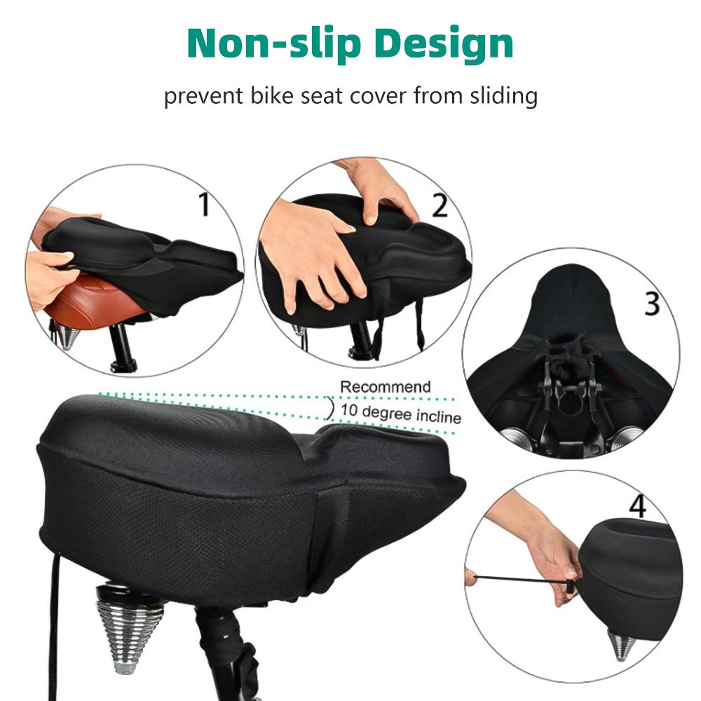 Mountain Bike Seat Cover Thickened and Widened Foam & Gel Padded Bicycle Saddle Cushion for Men Women Comfort Exercise Cover