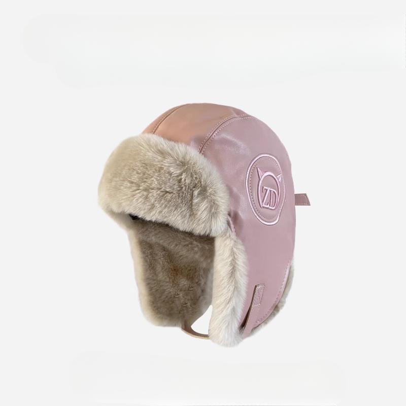 Lei Feng Hat Women's Autumn and Winter Thick Warm Hat Leather Plush Hat Trendy Outdoor Hat Skiing Cold Proof Ear Protection Hat Flight Hat Men's Hat