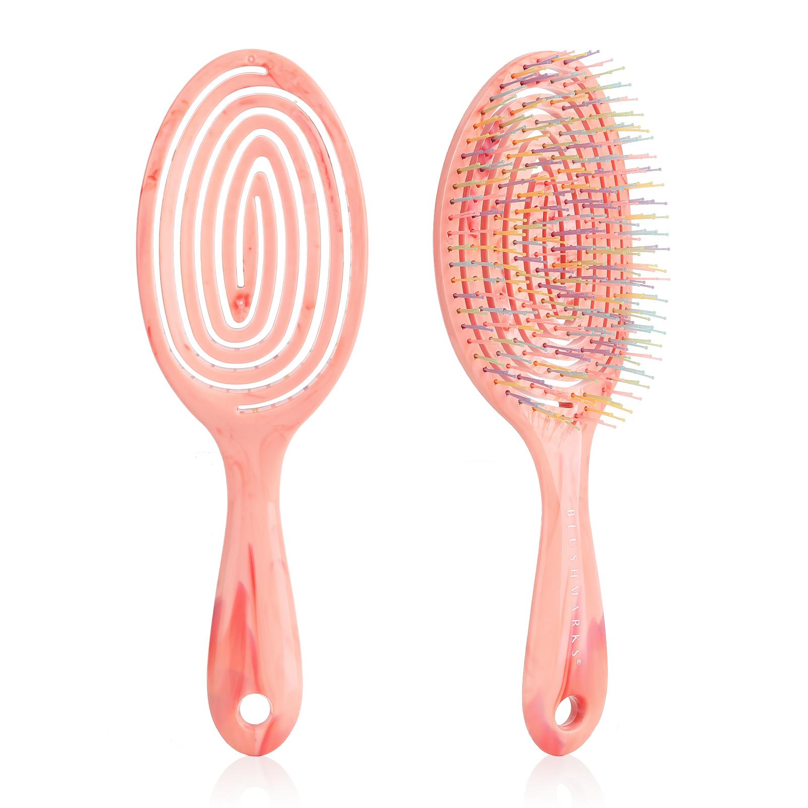 Oem Wet Dry Hairs Super Soft Nylon Bristle Massage Vented Hairbrush Plastic Detangling Flexible Curly Hair Brush розовый