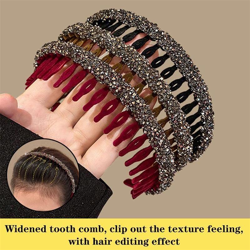 

3Pcs Pack Velvet With Diamond Hair Bands Adul Twomen Clips Wash Hair Wash Face Net Red Broken Hair Headband кофейный