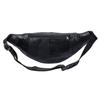 NOORA Stylish Real Leather Black Waist Bag Elegant Style Travel Pouch Passport Holder with Adjustable Strap