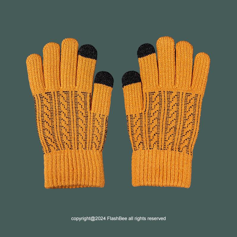 Velvet-Lined Touchscreen Gloves, Unisex, Warm Korean Style for Autumn/Winter