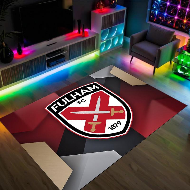 Fulham Football Design Crystal Velvet Carpet Cozy Non?Slip Printed Rug For Bedroom Living Room Entrance