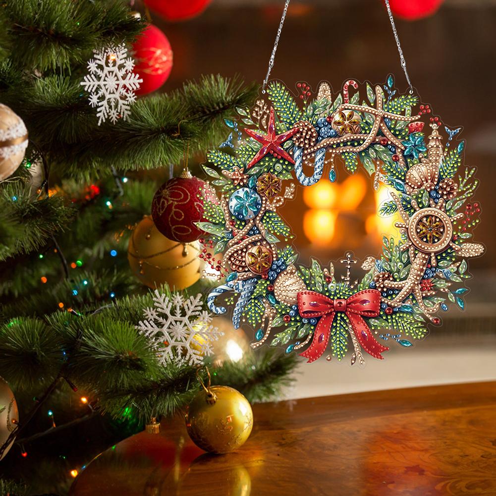 Xmas Theme 2D/Flat DIY Rhinestone Diamond Art Window Pendants Diamond Painting Set Special Shape Wall Decor for Home & Windows
