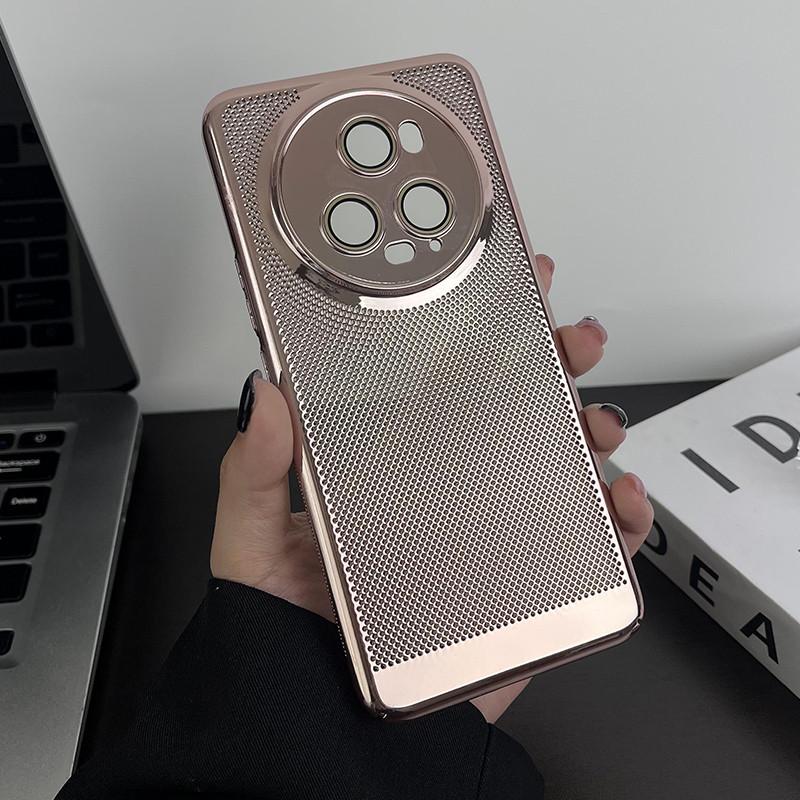 Full Cover Plating Grid Heat Dissipation PC Case With Lens Film For Honor Magic5 Magic 5 Pro Back Shell Protector