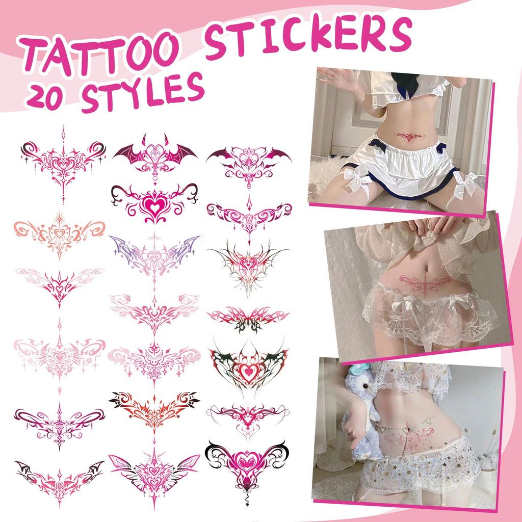 Özel Bel ve Karın Dövmeleri İçin 20 Su Geçirmez Etiket