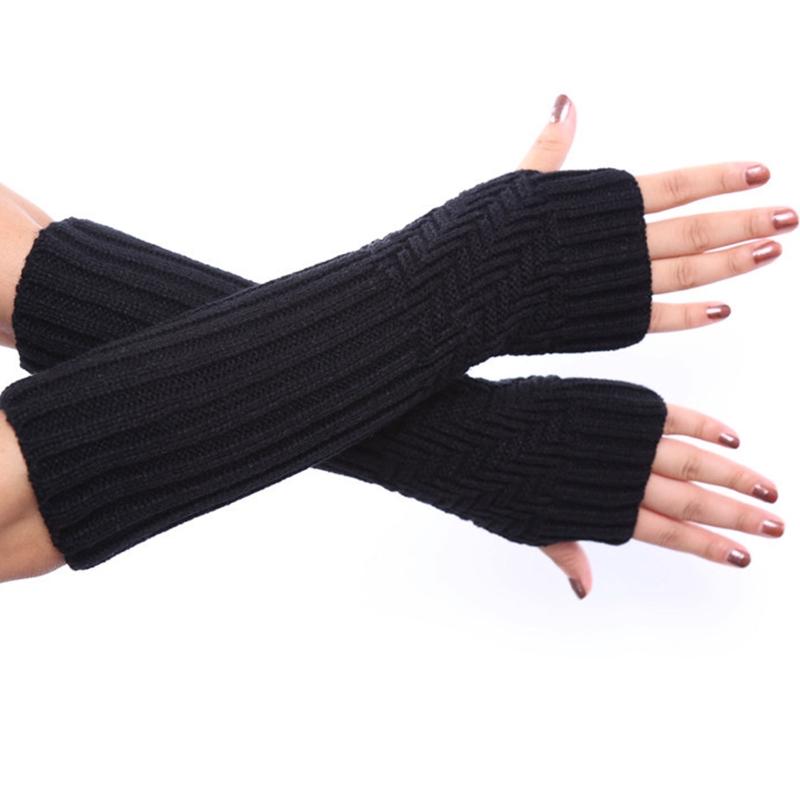 Half Finger Gloves for Typing Winter Knit Gloves with Thumb Holes Women Half Finger Mittens Stretchy Warm Long Gloves