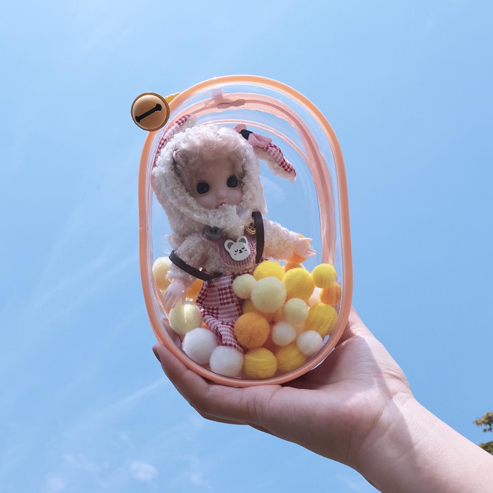 Cute High-Transparency Vinyl Doll Bag for 10cm, 15cm, 18cm Cotton Plush Dolls