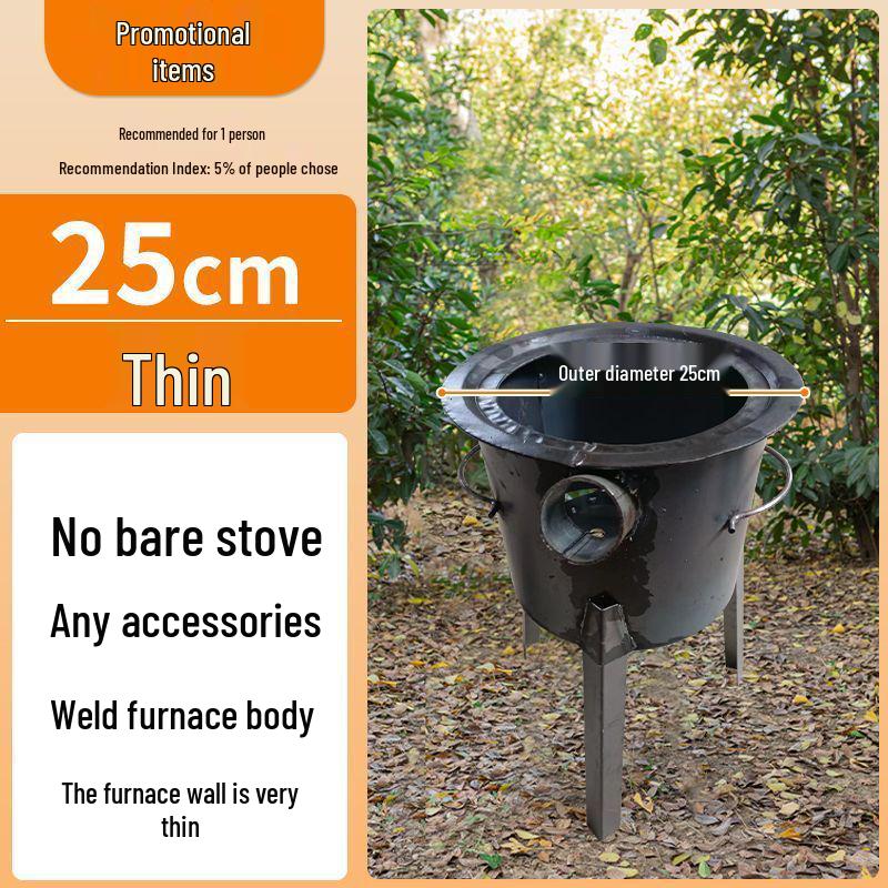 Portable Outdoor Iron Wood-Burning Stove for Rural Households