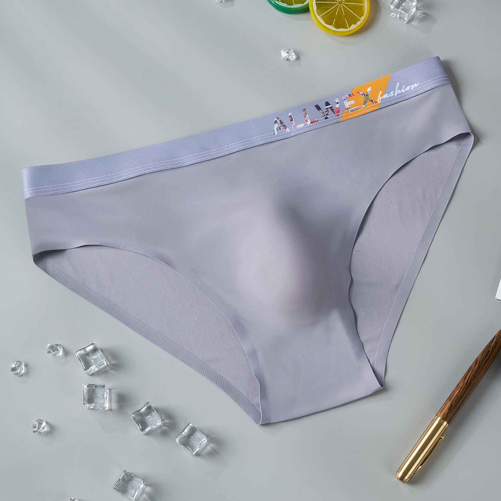 

Men s Ice Silk Breathable 3D Bulge Pouch Low-Rise Underwear Briefs M