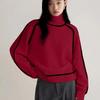 Maglione Dolcevita Autunno Inverno Donna Lavorato a Maglia Patchwork Morbido Caldo Spesso Casual Top