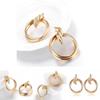 Unique Round Alloy Earrings For Women Modern European Style Perfect Gift Option