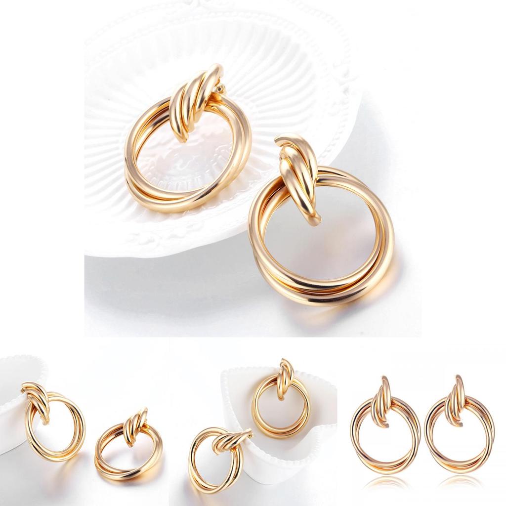 Unique Round Alloy Earrings For Women Modern European Style Perfect Gift Option