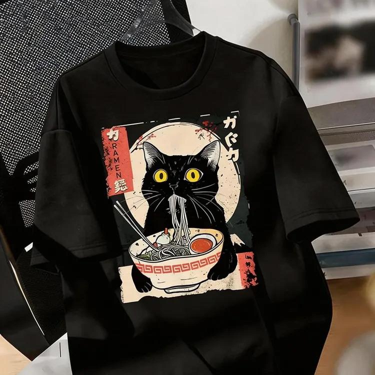 Russia Streetwear Unisex T Shirt Cute Lazy Cat Hip Hop Bear Rabbit Graffiti Multiple Cartoon Design Printed Cotton Graphic Tee