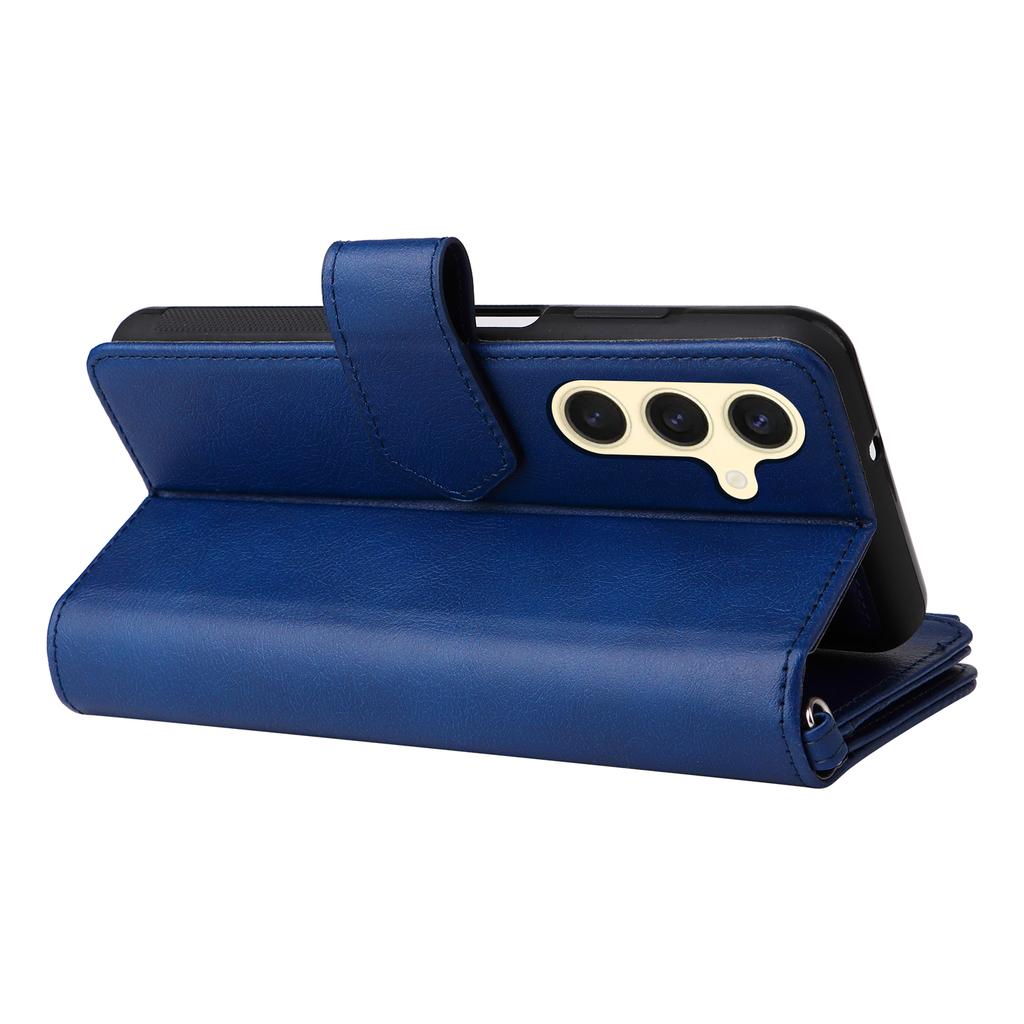 For Samsung Galaxy S25 Magnetic Leather Case Mobile Cover with Detachable Zipper Wallet Strap