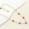 Stainless Steel and Natural Stone Gemstone Beaded Flower Necklace for Women