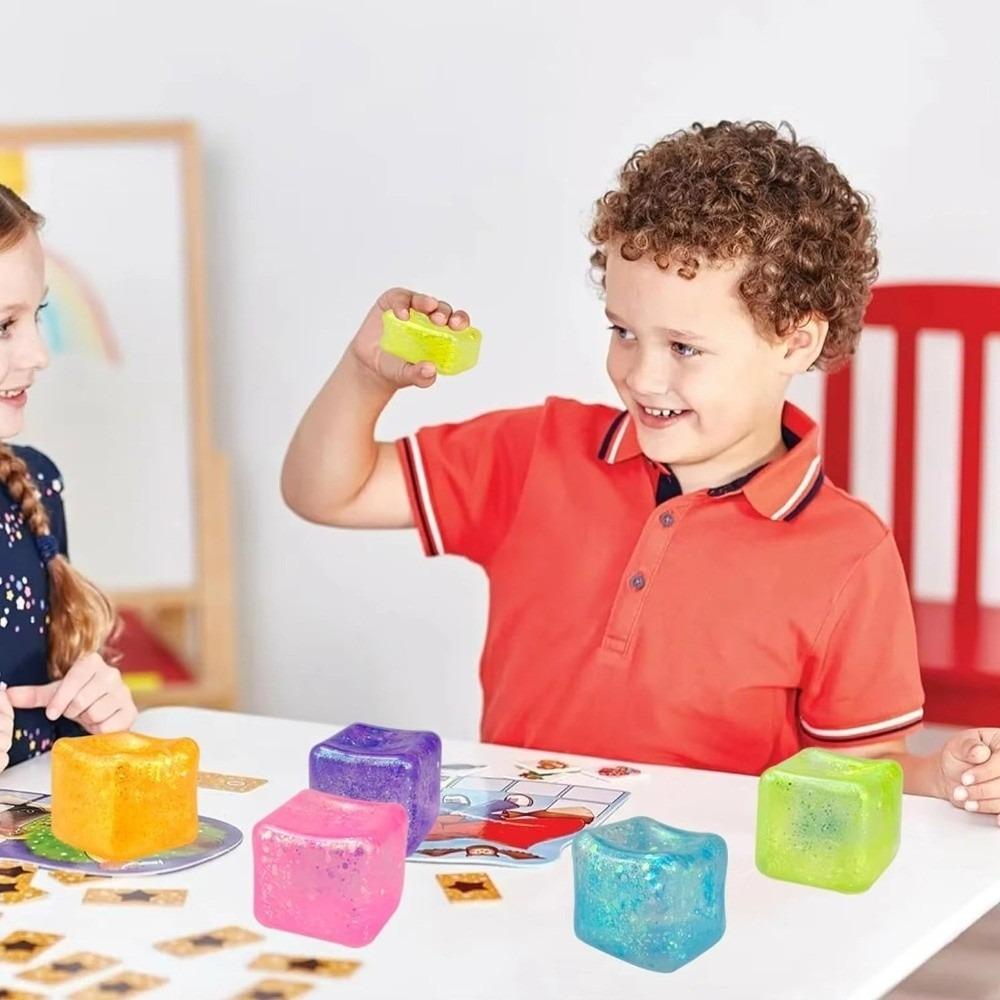 Slow Rise Cube Squeeze Toy Glitter Cube Fidget Toy Ice Cube Squishy Toy Birthday Party Favor
