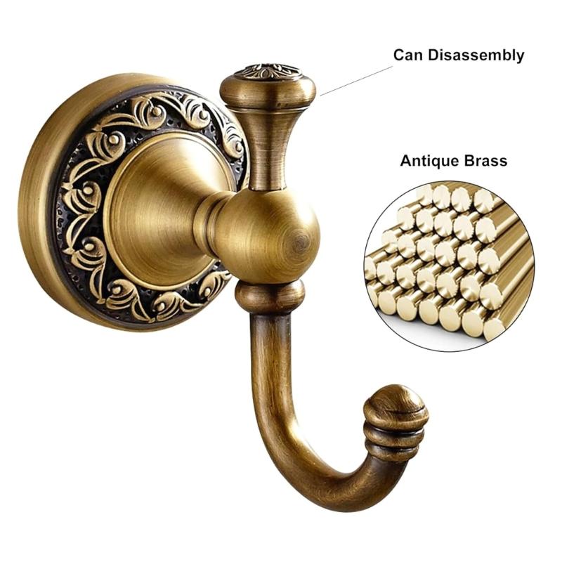 Decorative Brass Towel Hook With Smooth Brushed Finish Elegant Retro Styles Bathroom Accessory Towel Rack