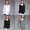 Simple Solid Color Off Shoulder Design Women Long Sleeved Top For Fall Comfort