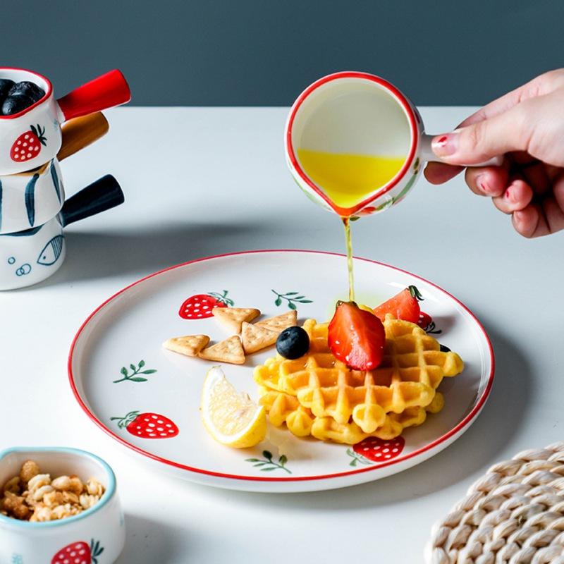 Cute Ceramic Small Disamba Coffee Add Milk Seasoning Disc Seasoning Sauce Vinegar Tableware Seasoning Disc Small Milk Milk Pot Green