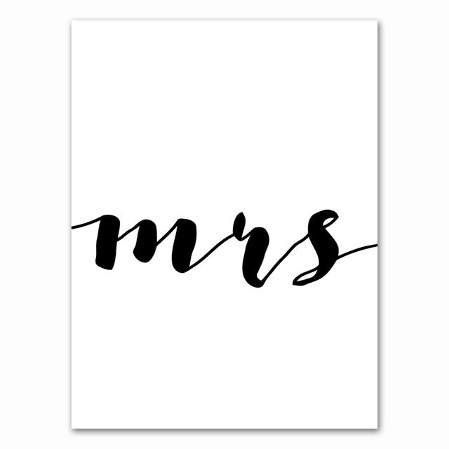 Mr Mrs Family Simple Quotes Wall Art Canvas Poster Minimalist Print Couple Anniversary Painting Picture for Living Room Decor No Frame