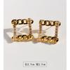 Shining Zircon Splicing Metal Chain Stud Earrings Cold Wind Hollow Geometric Rhombus Earrings Silver Needle 118