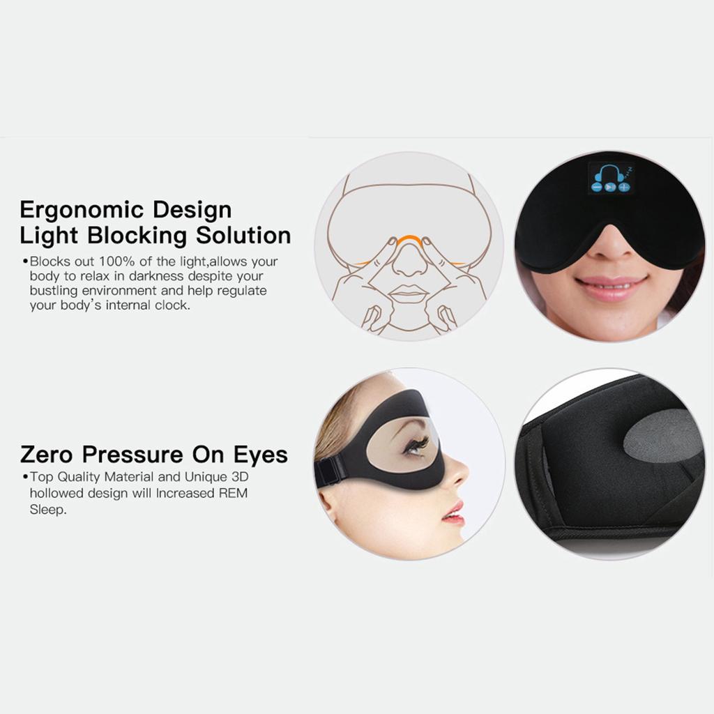 Buy Sleep Headphones"3D Sleep Mask Bluetooth Wireless Music Eye Mask