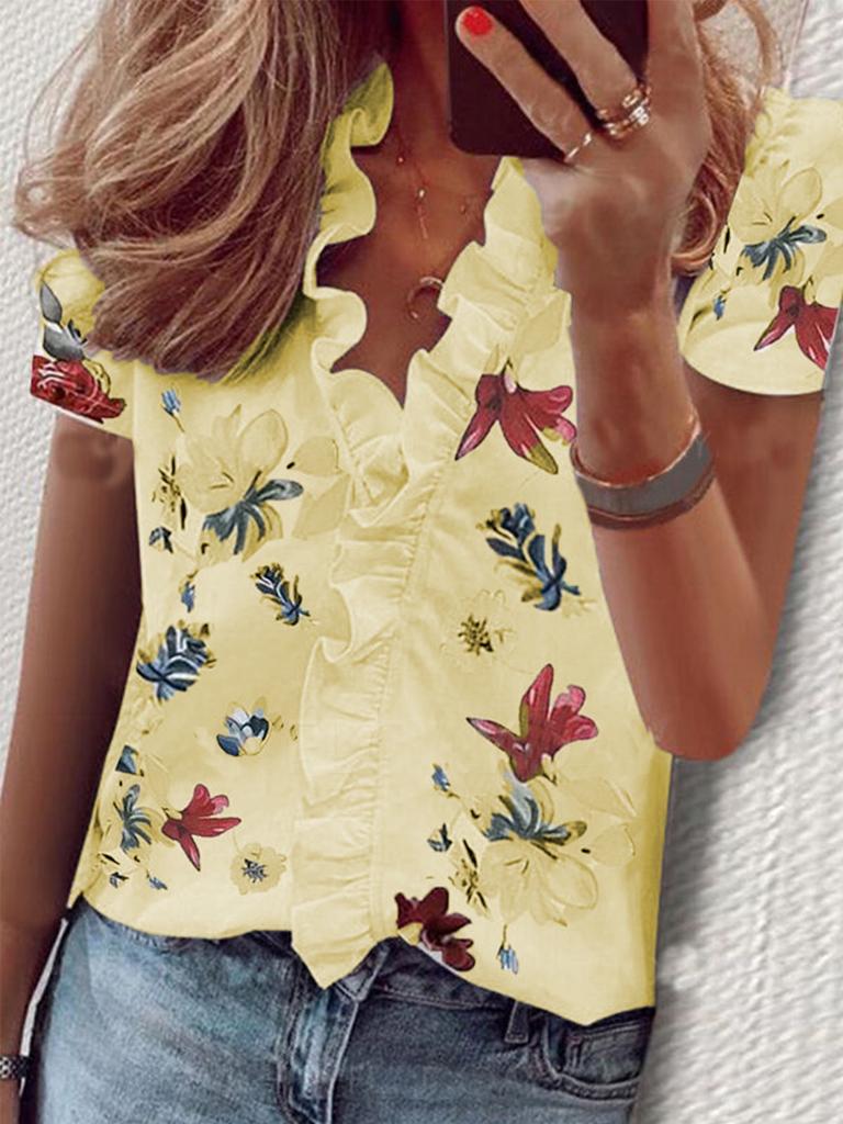 Women's Ruffle Neck Long Sleeve Blouse Loose Fit Elegant Commuter Shirt With Lantern Sleeve Tencel Blend Fabric For Daily Office Wear