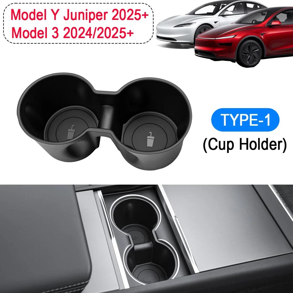 

Cup Holder for Tesla Model 3 Y Juniper 2025 Center Console Storage Box Armrest Organiser Non-slip Phone Holder Car Accessories