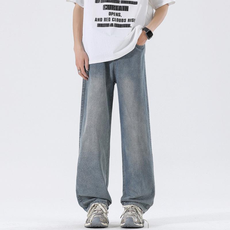 JYL New Wide Straight Jeans for Men, Basic Multicolor Universal Elastic Pants In Spring.