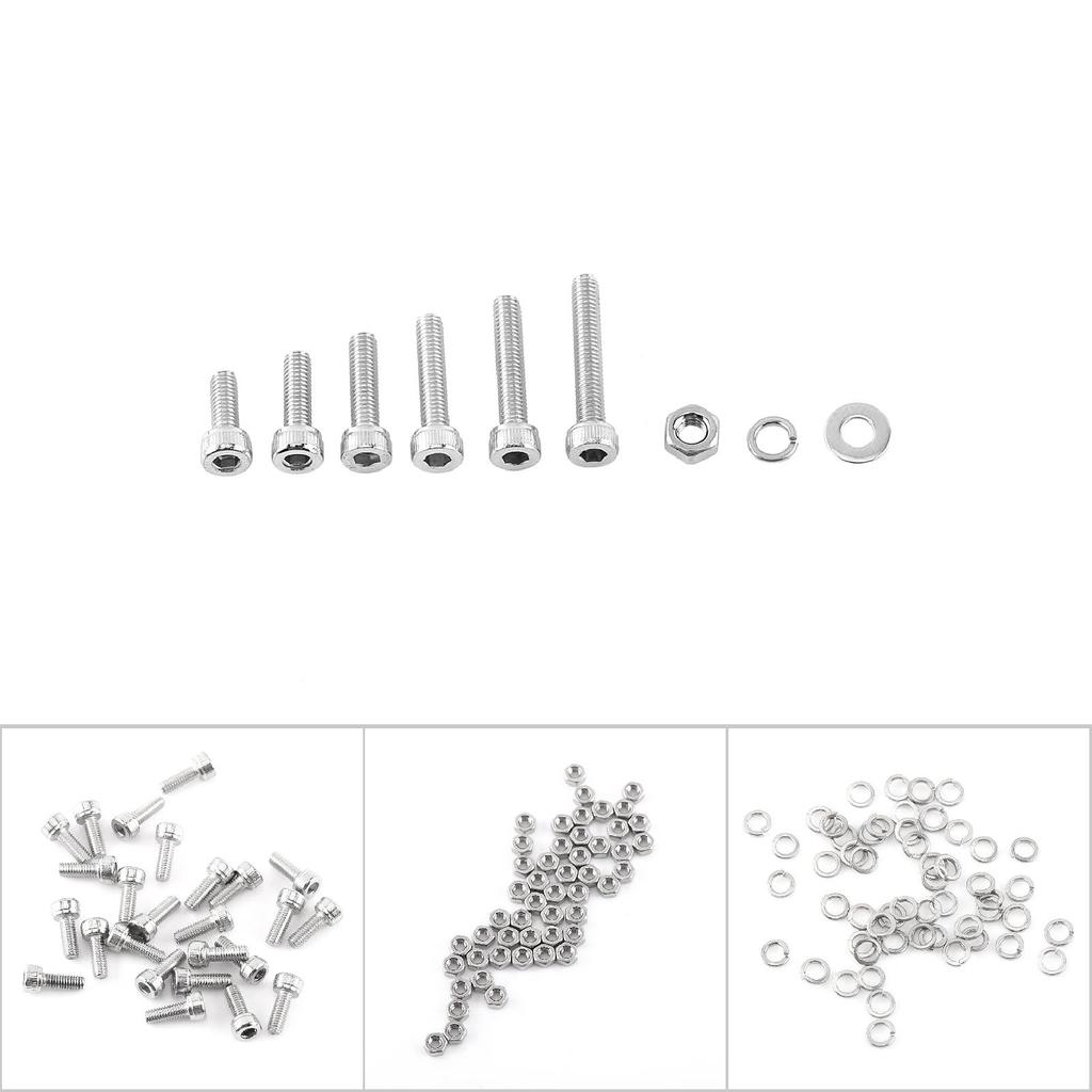 M3 304 Stainless Steel Hex Socket Screws   With Hex Nuts Washer Assortment(  Head)