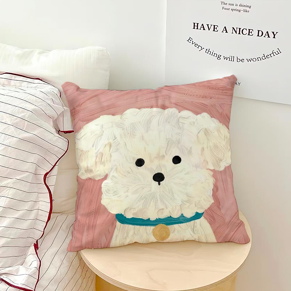 Cute cartoon art scribbled puppy dog art Comfortable soft Pillow Case for Sofa Living Room Home office Decor Protective Covers