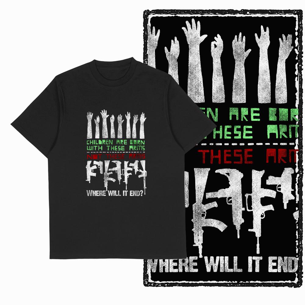 Coolmind X0006 Vintage Cotton Big Size Anti-war Print Exclusive Graphic Men T Shirt Loose Men Tshirt Casual T-shirt for Men Tees